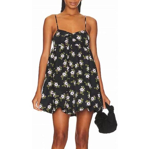 NWT Free People In A Bubble Baby doll Black Floral Dress - Picture 2 of 11